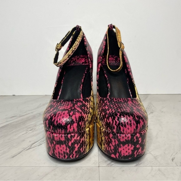 Jeffrey Campbell Okurr Chunky Platform Snakeprint Leather Pump 7 1/2 - Picture 2 of 16